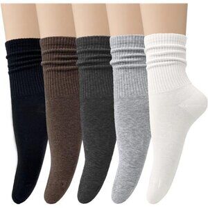 5 Pairs Cotton Socks for Women Casual Comfy Crew Sock Stretchy Calf